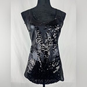 Daytrip Sequin Sheer Black Tank